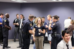 UCCS Faculty and Staff mingle with Police officers at the annual Cops, Coffee and Doughnuts event