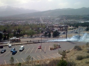 Grass fire from the bluffs
