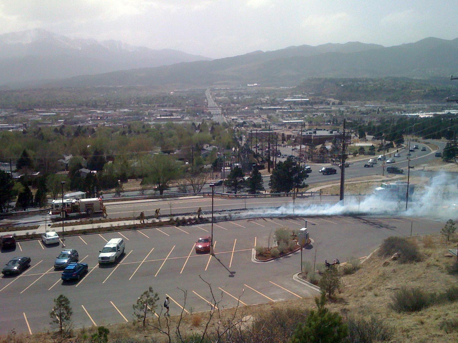 Grass fire from the bluffs