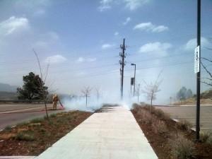 Grassfire from the sidewalk