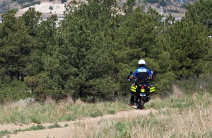 UCCS police officers on motorcycles off the road