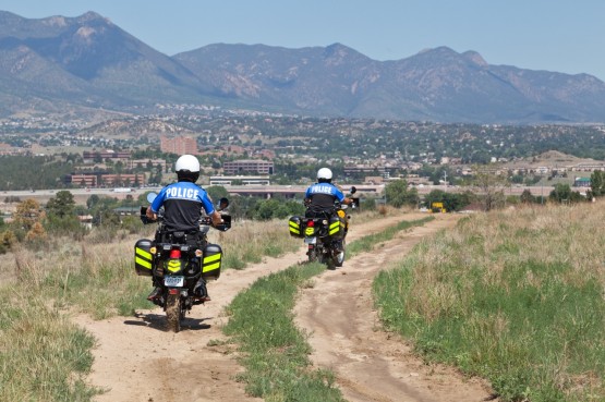UCCS police officers on the new motorcycles