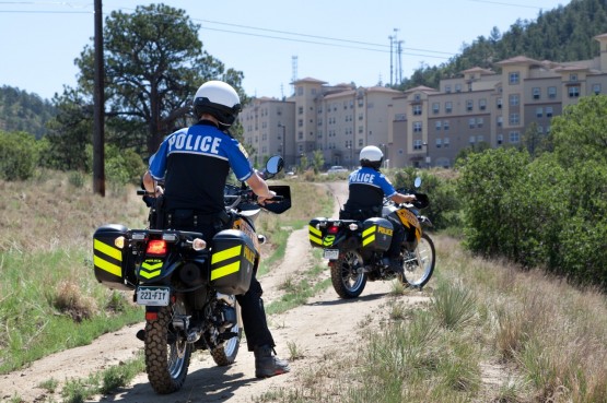 UCCS police officers on the new motorcycles