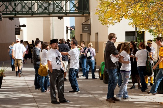 Students gather