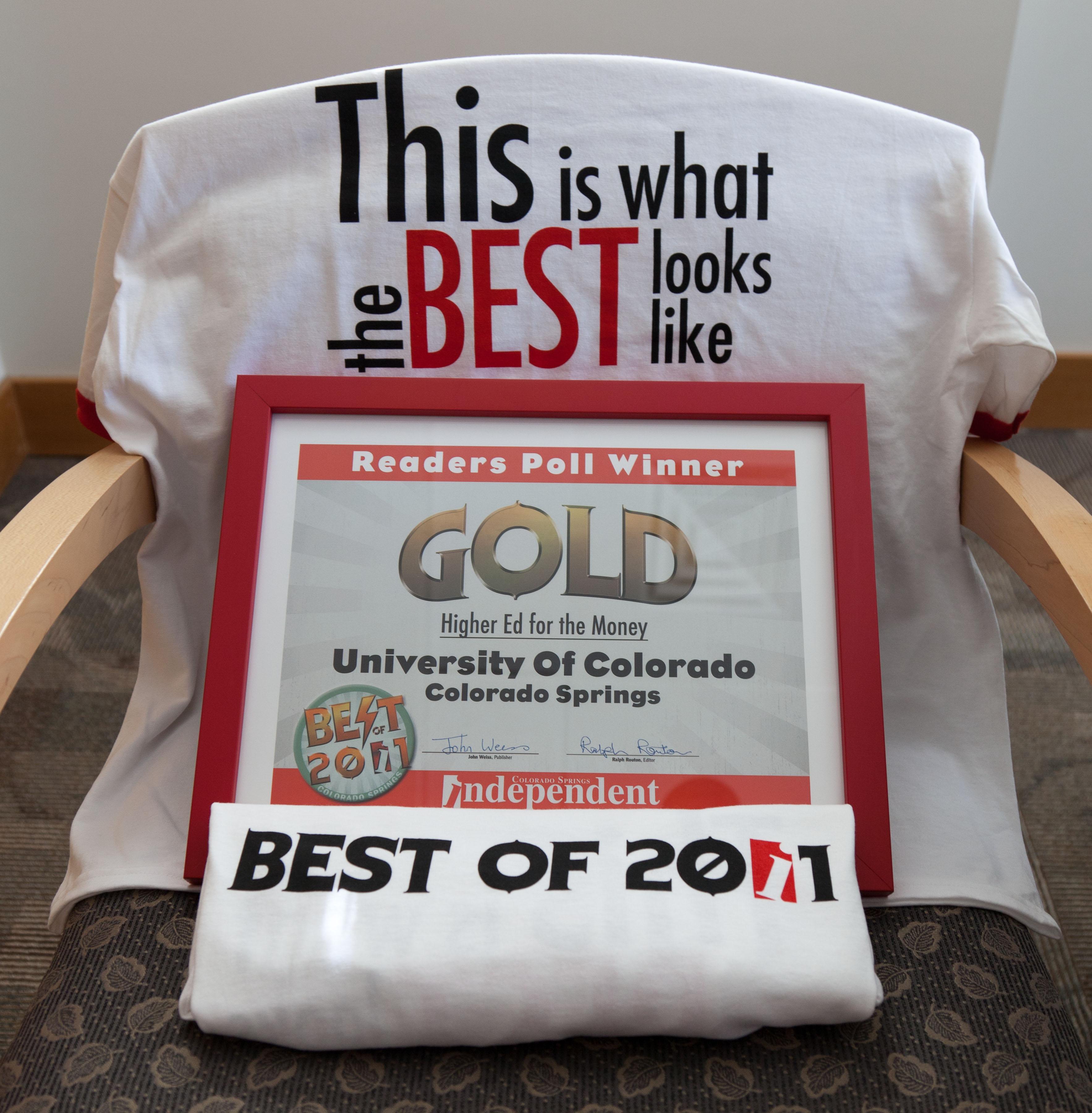 Best of 2011 t-shirts and plaque from the Colorado Springs Independent