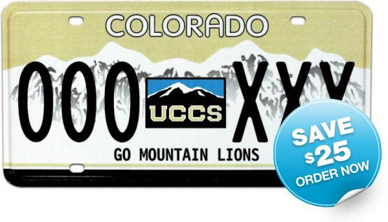UCCS license plate - save $25, order now