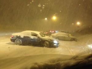 Austin Bluffs Parkway turned into a parking lot Wednesday night.