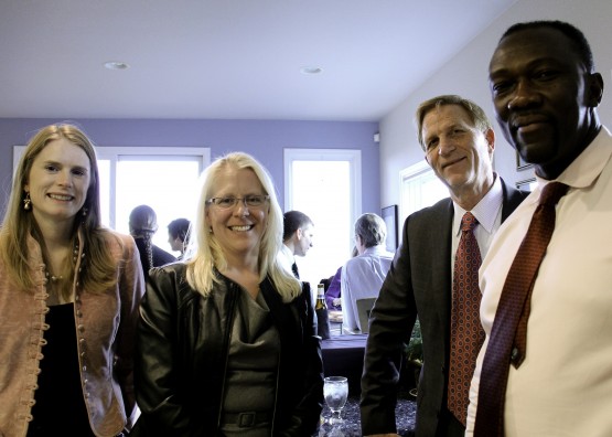Melinda Hageman, Katie Kaukinen, Charlie Sweet and Ted Williams enjoy a March 19 reception for faculty and staff who have donated to the CU Foundation.
