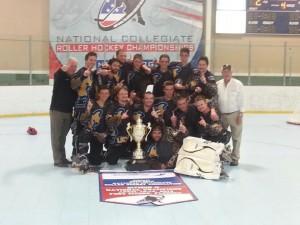 The inline hockey team celebrates it national title.