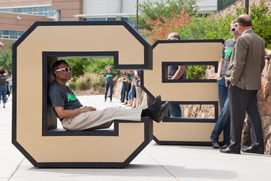 Dr. Dandapani, dean of the College of Engineering and Applied Science, lounging in the second "C"