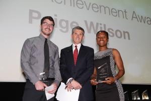 From left: Chris Richey, Colorado Springs senior, Vice Chancellor Homer Wesley, and Paige Wilson, Denver senior
