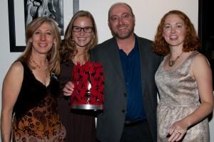 From left: Janet Johnson, Ormao Dance Company, Mollie Wolf, choreographer, Glen Whitehead, assistant professor, Department of Visual and Performing Arts, and Daisy McConnell, director, Galleries of Contemporary Art.   Photo by Jeff Cloutier