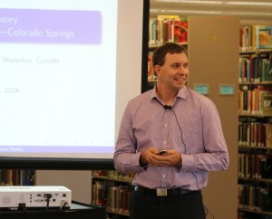 Jason Bell of the University of Waterloo presented Thursday at the Kraemer Family Library.
