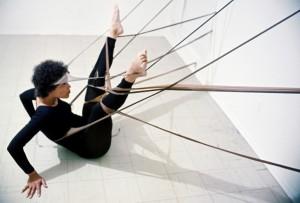 Senga Nengudi, Inside Outside (with artist), nylon mesh and rubber, 1977