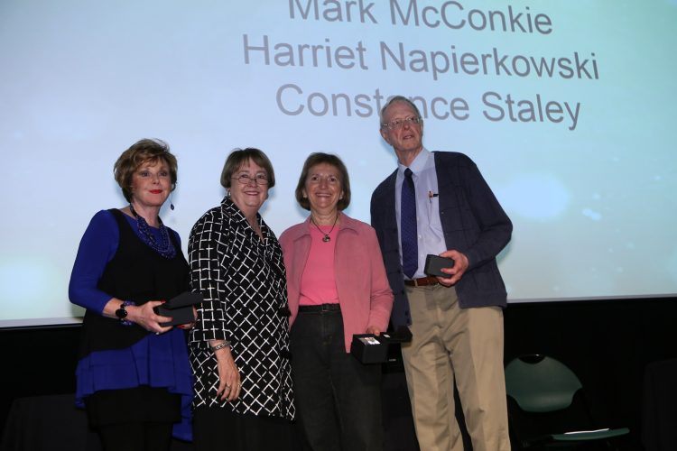 Campus Legacy Award winners from left: Constance Staley, Pam Shockley-Zalabak, Harriet Napierkowski, Mark McConkie.