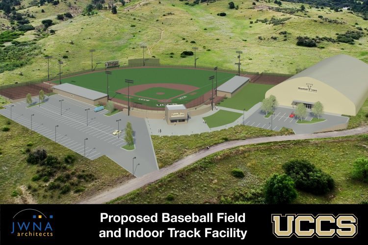Rendering of proposed UCCS baseball field and indoor track facility.