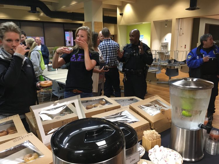More than 200 faculty, staff and students attended a Cops and Donuts event Wednesday morning.