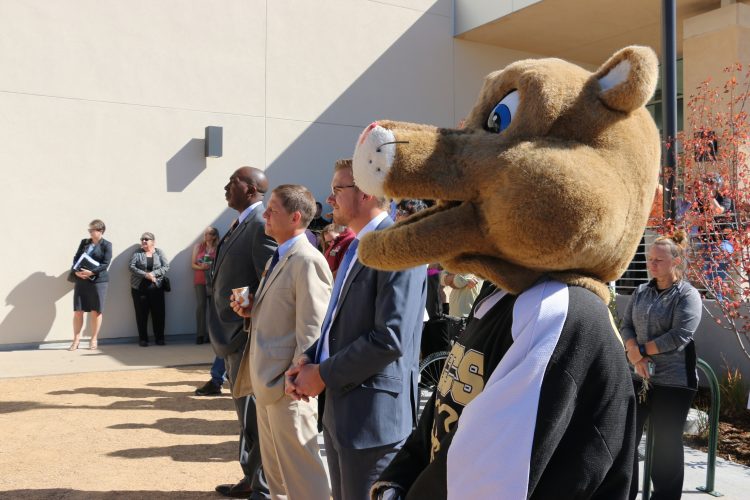 About 75 faculty and staff attended the dedication of the Gallogy Recreation and Wellness Center Oct. 17