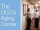 Text and a blurry picture in the background for the UCCS Aging Center
