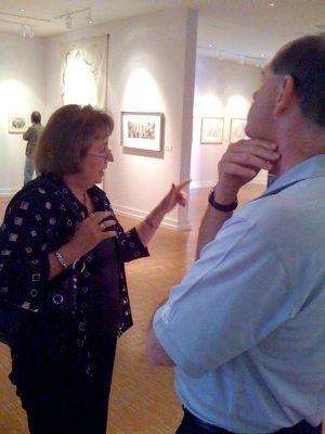 Chancellor Pam Shockley-Zalabak discusses the exhibit space with Martin Wood, vice chancellor, University Advancement.