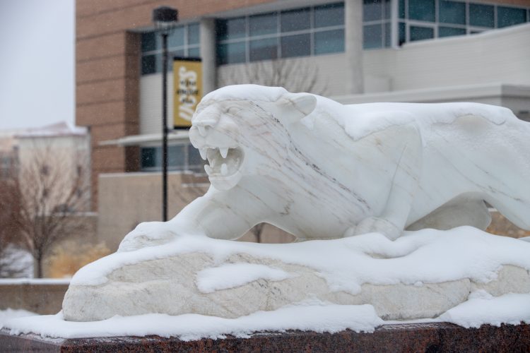 Mountain lion statue on Feb. 18