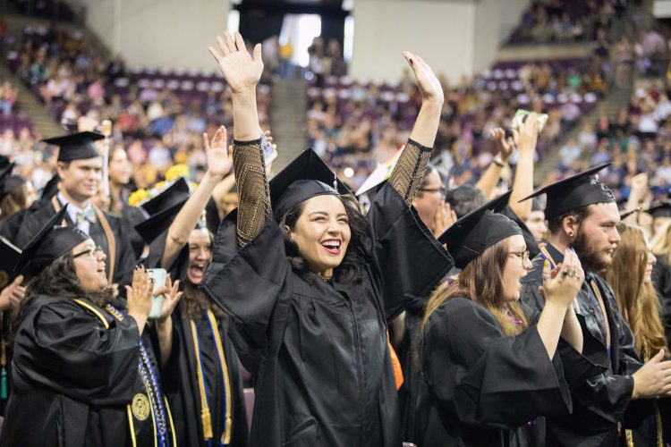 Students celebration at 2019 Spring Commencement