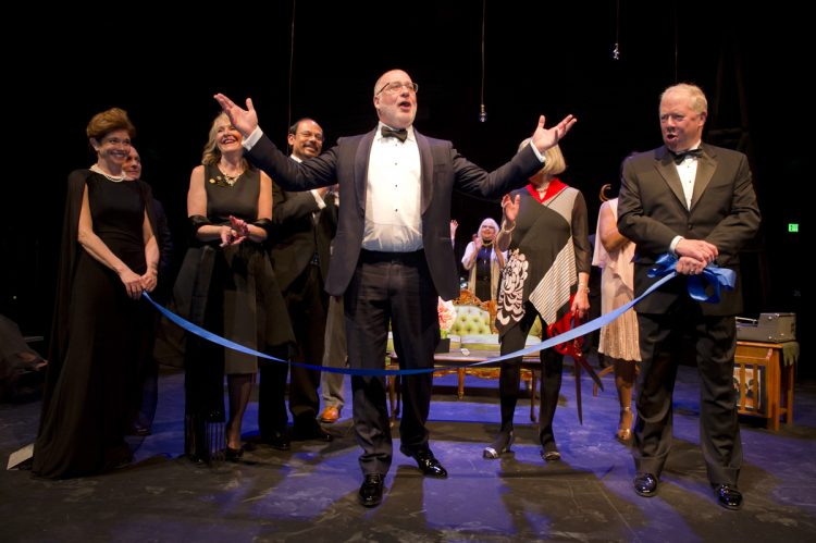 Drew Martorella helps dedicate the Dusty Loo Bon Vivant Theater.