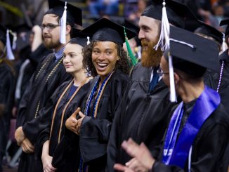 Students participate in the spring 2018 commencement ceremony. Photo by Chuck Bigger.