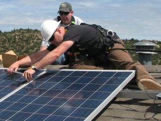 Installation of solar panel at Sustainability Demonstration House