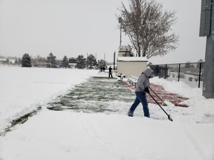 Crews clear snow from Mountain Lion Stadium