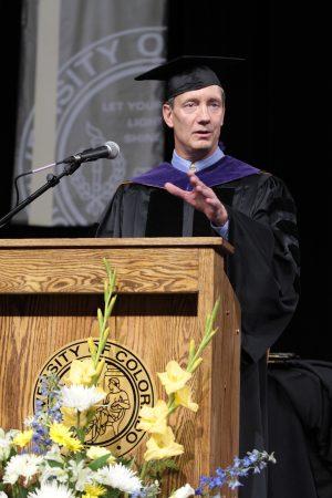 Mike Fryt addresses graduates at commencement