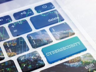 A photo illustration of a keyboard with a key that says cybersecurity.