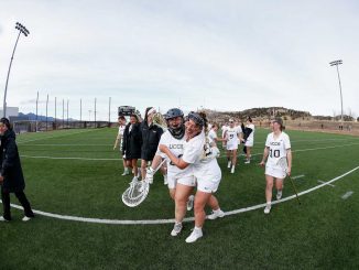Lacrosse student-athletes celebrate in Mountain Lion Stadium