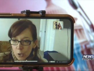A screenshot of Tatiana Bailey conducting a remote interview with KRDO
