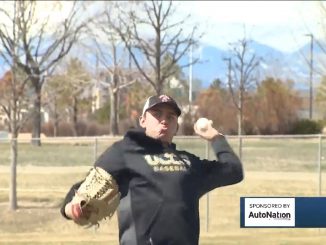 A screenshot of Dagin Renck throwing a baseball