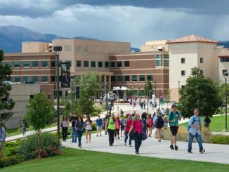 Students walking on the pedestrian spine
