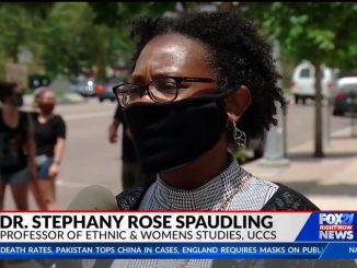 Stephany Rose Spaulding speaks to a reporter from KXRM
