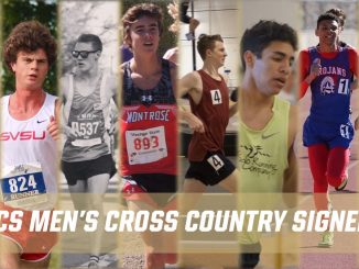 Action photos of eight cross country runners