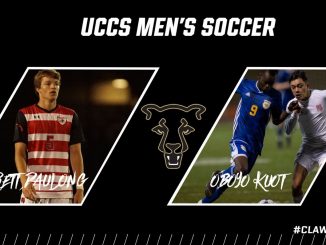 Two action photos of incoming men's soccer student-athletes