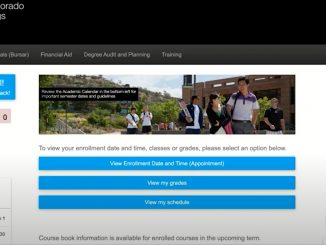 Screenshot of student portal