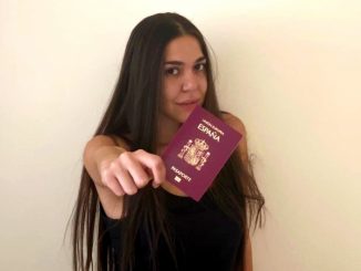 Heba Nabil Iskandarani holds her Spanish passport