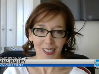 Screenshot of Tatiana Bailey speaking from home for a TV interview