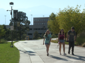 Students walking on the pedestrian spine