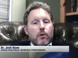 Screenshot of Josh Dunn doing a TV interview from home