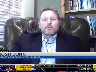 Josh Dunn being interviewed from his home