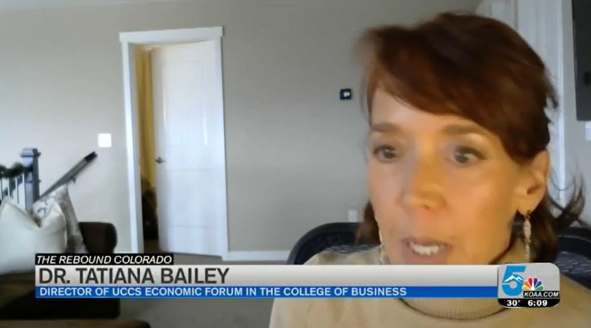 Screenshot of Tatiana Bailey during an interview on KOAA