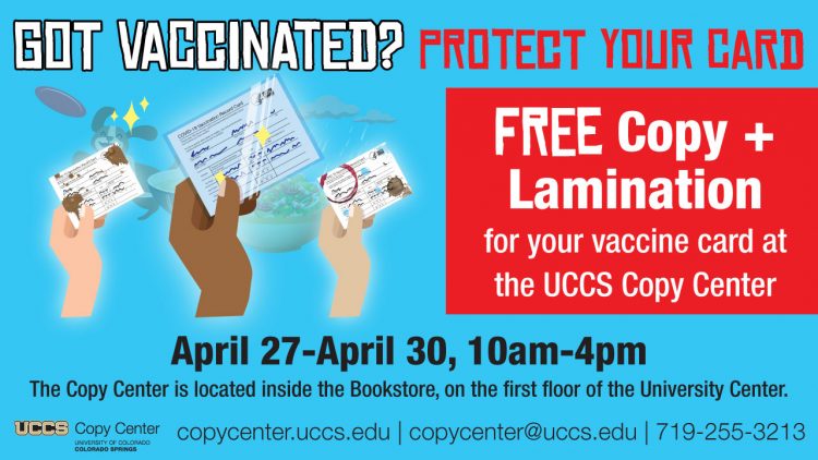 an advertisement that says "got vaccinated? protect your card with a free copy and lamination"