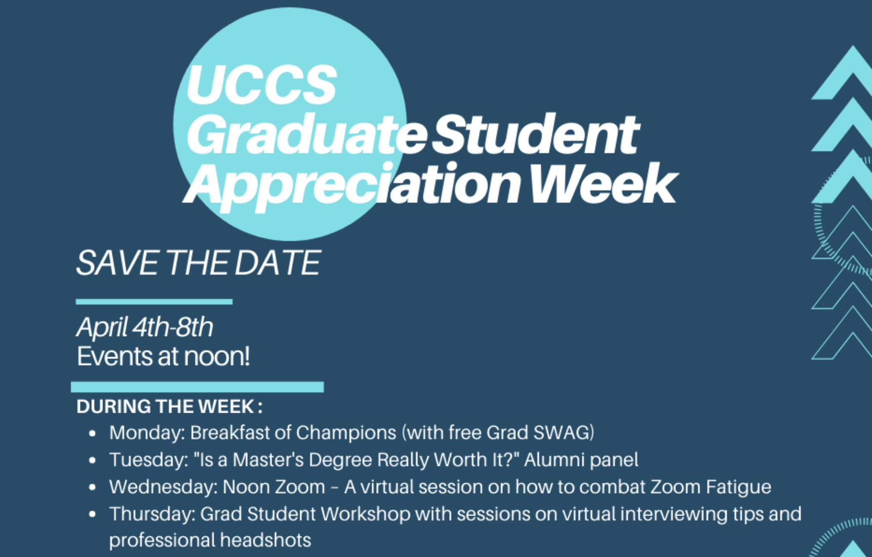 events for National Graduate Student Appreciation week UCCS