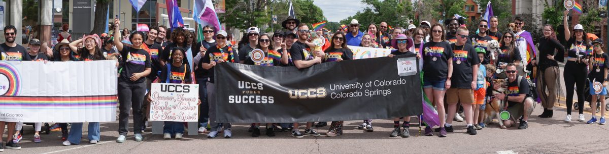 A group shot of the UCCS crew at Pikes Peak Pride.